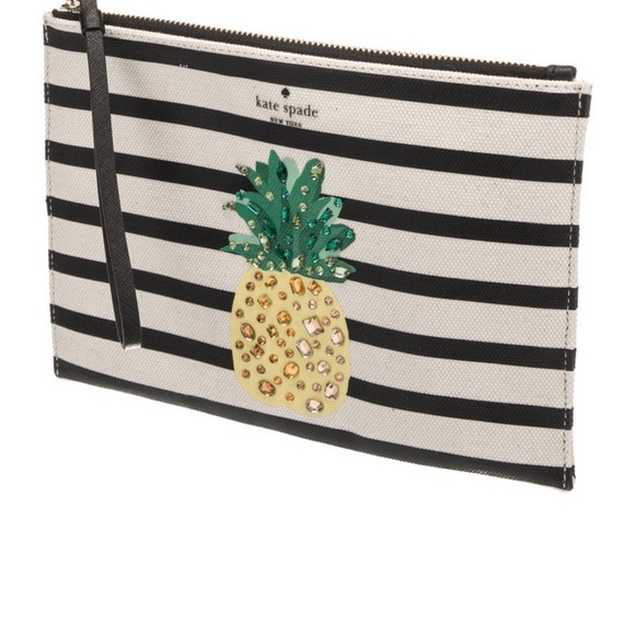 NWT Kate Spade pineapple wristlet with stripes and gems - Picture 3 of 10